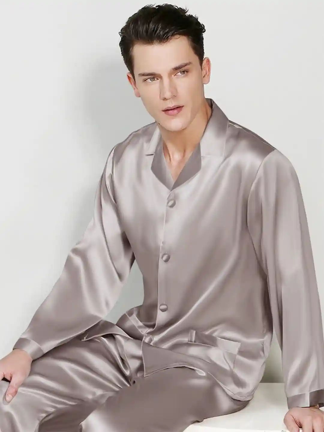 Buy Bella Babe by SK Men Shirt Collar Satin Night suit Night