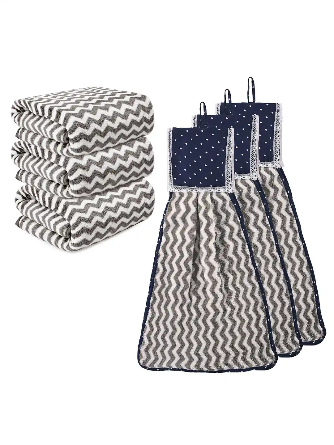 Buy Kuber Industries Grey White Pieces Printed Towels Wash