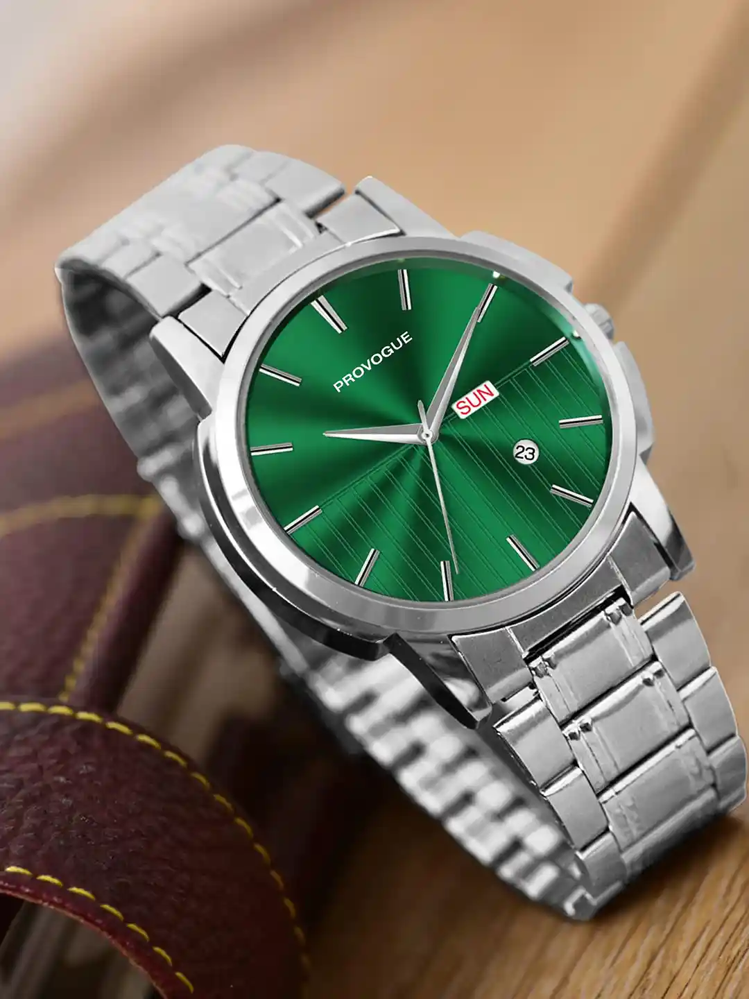 Provogue Men Stainless Steel Wrap Around Analogue Watch PR-GR016-GRN-CH