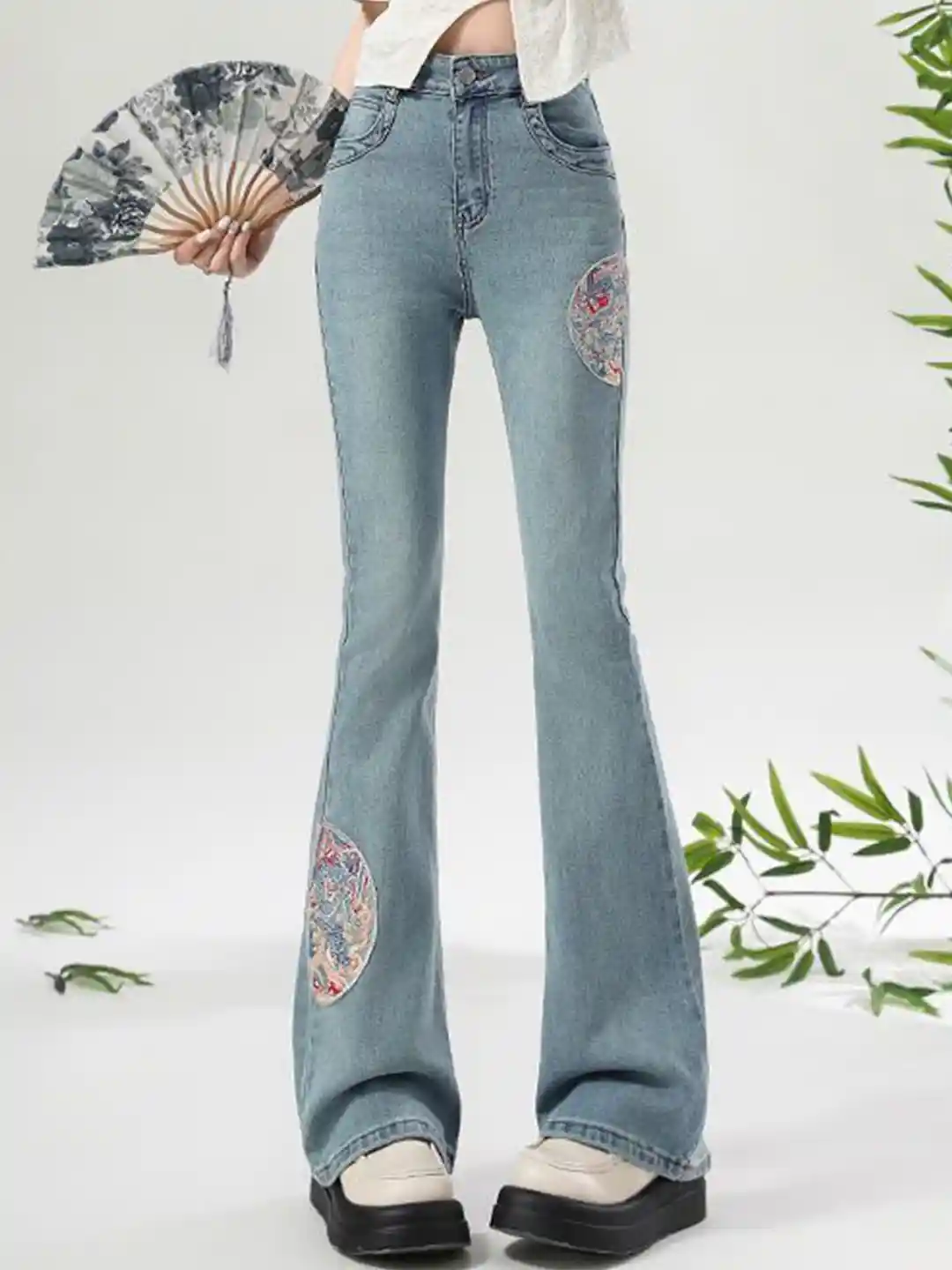 StyleCast Women Flared High-Rise Embroidered Bootcut Jeans