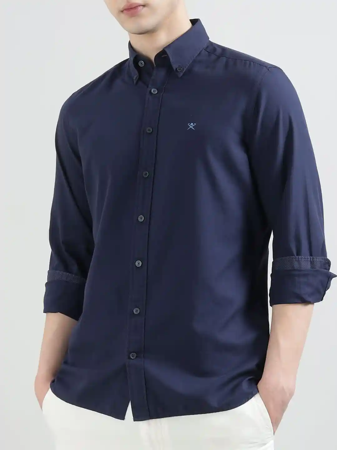 Buy HACKETT LONDON Slim Fit Button-Down Collar Long Sleeves Cotton