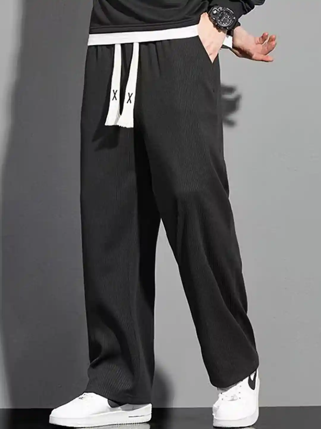 StyleCast Men Textured Relaxed-Fit Mid-Rise Track Pants