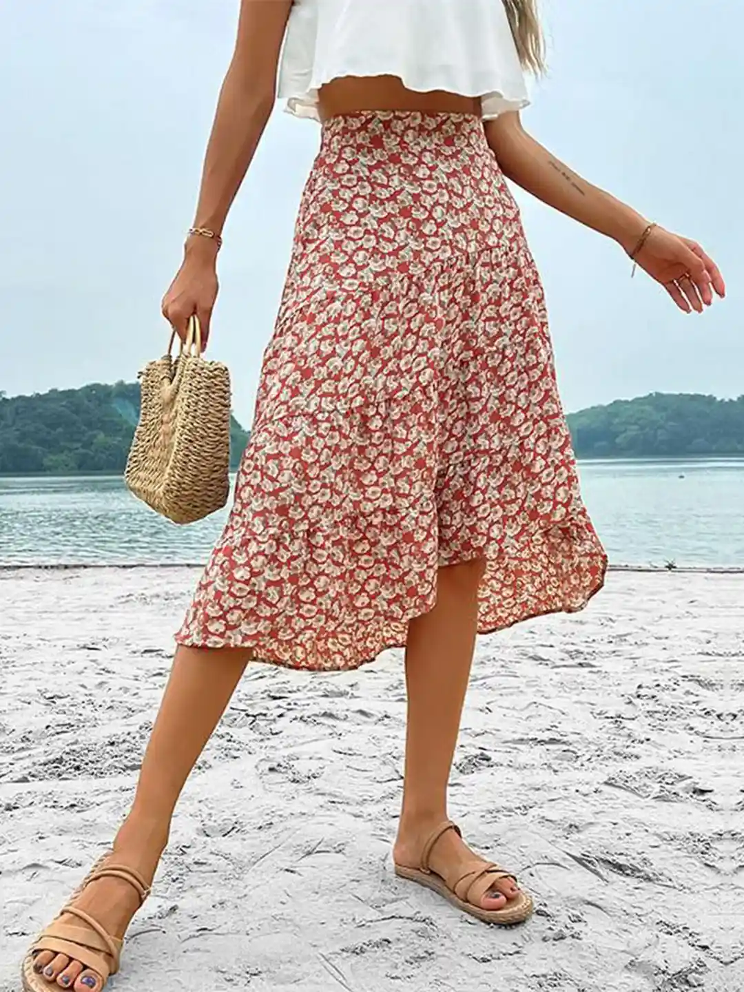 StyleCast Women Printed A-Line Knee-Length Skirt