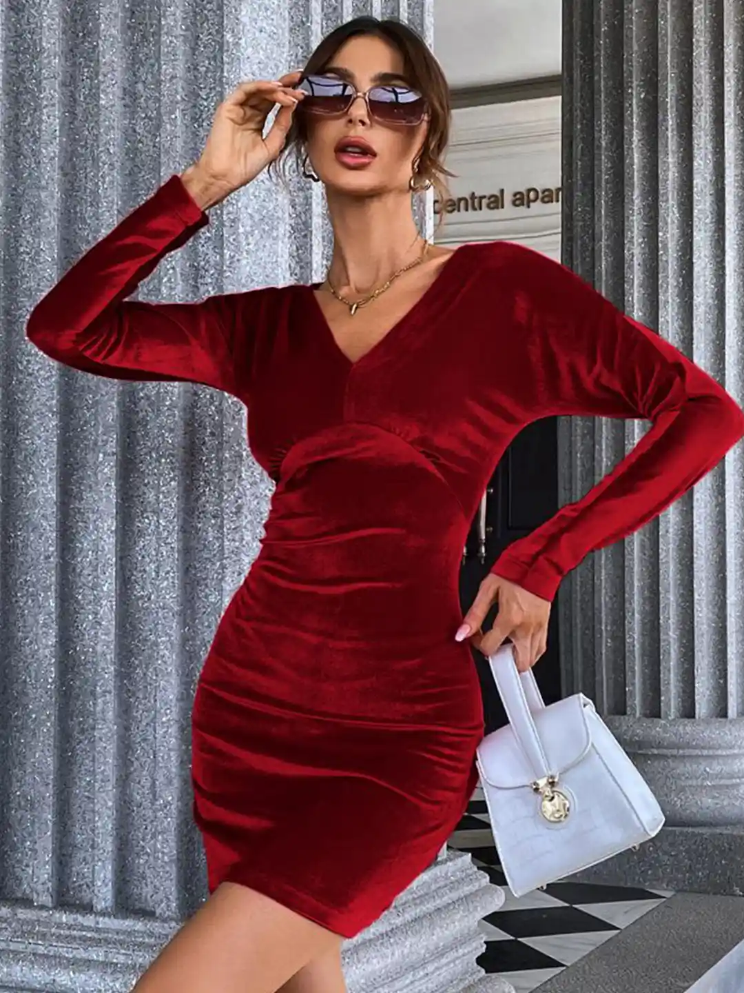 Mini Dress Cocktail Party Dress Female StyleCast Solid Bodycon