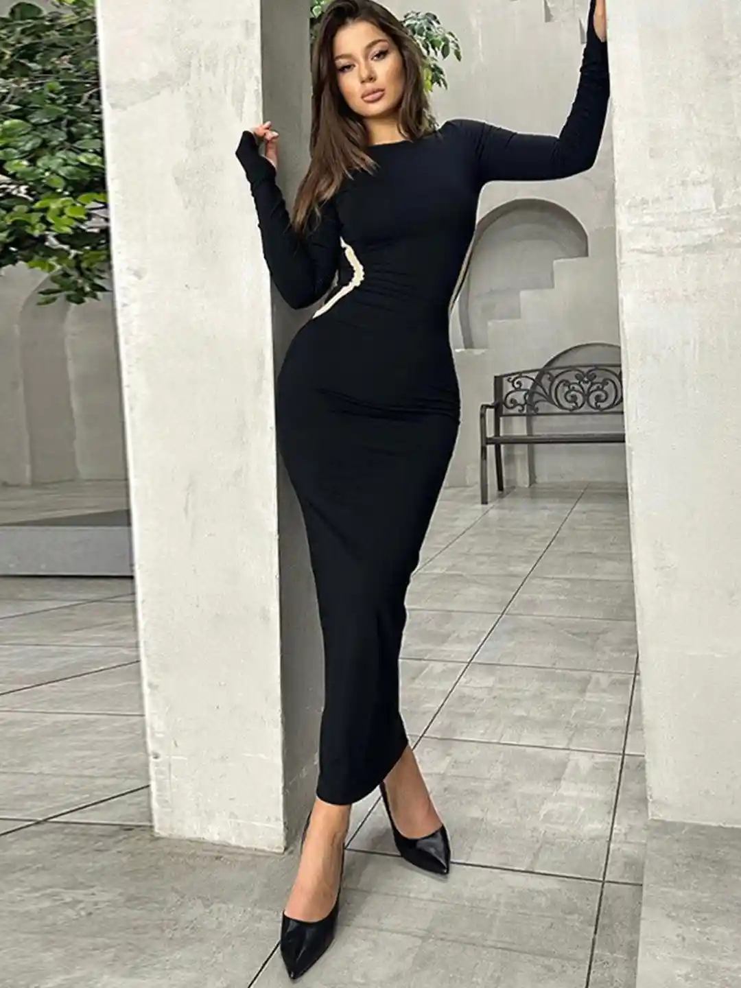 Buy StyleCast Round Neck Long Sleeves Bodycon Dress Dresses for