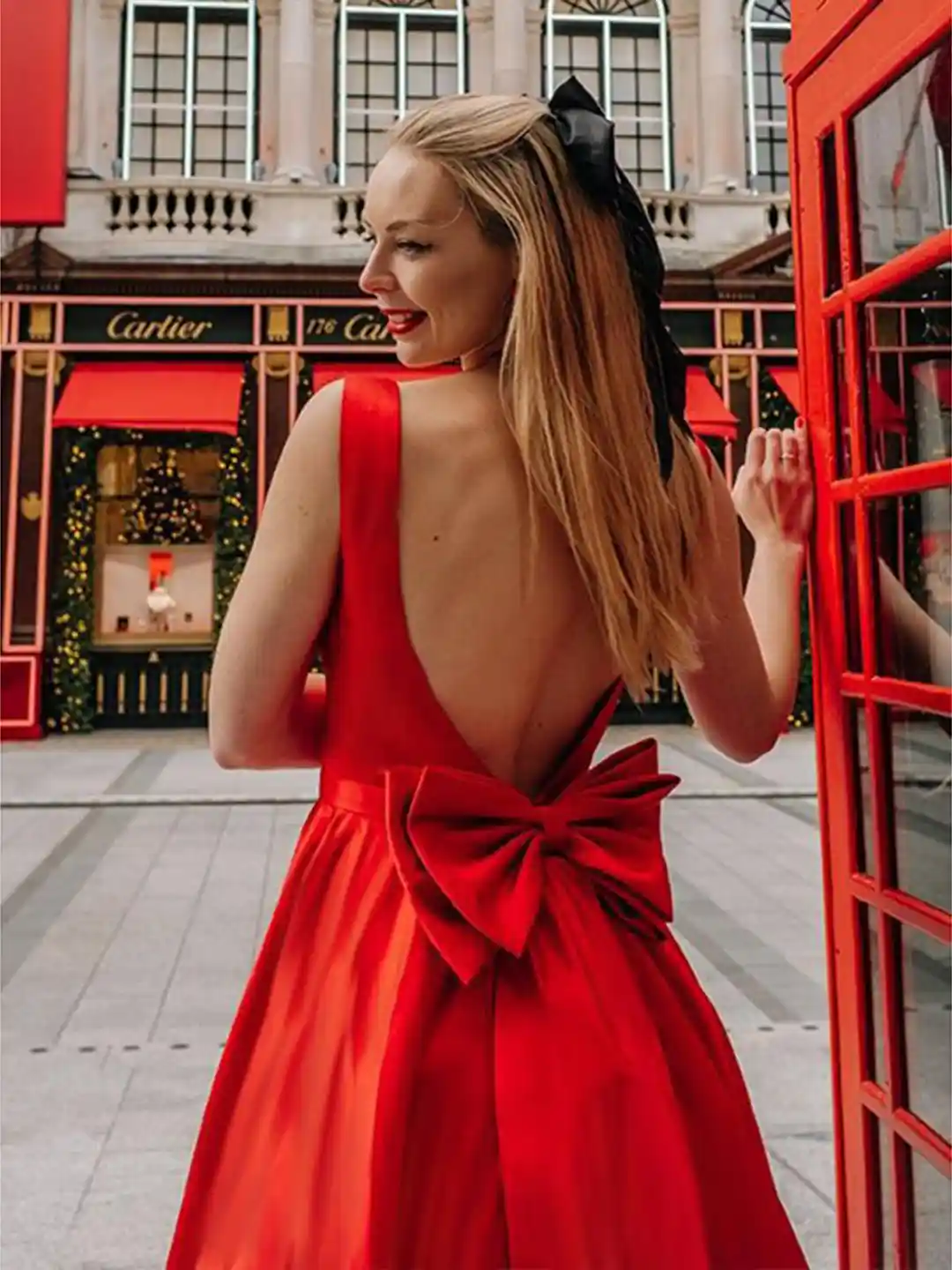 StyleCast Red Bow Detail Gown Midi Dress