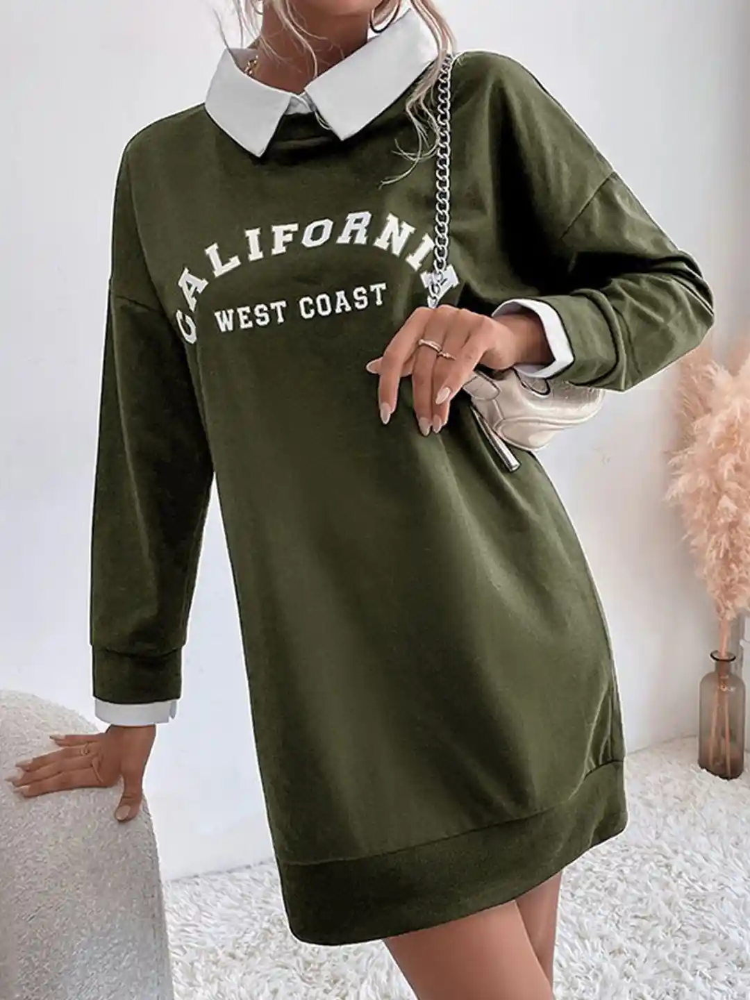 Buy StyleCast Green Graphic Print Long Sleeve Mini T-shirt Dress