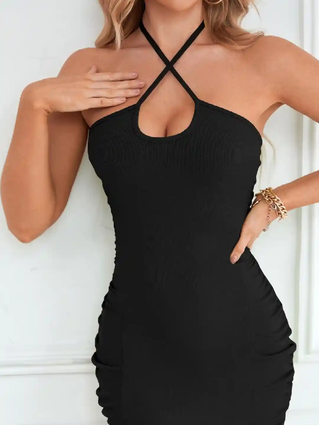 Buy StyleCast Halter Neck Sleeveless Georgette Mini Bodycon Buy StyleCast Halter Neck Sleeveless Georgette Mini Bodycon