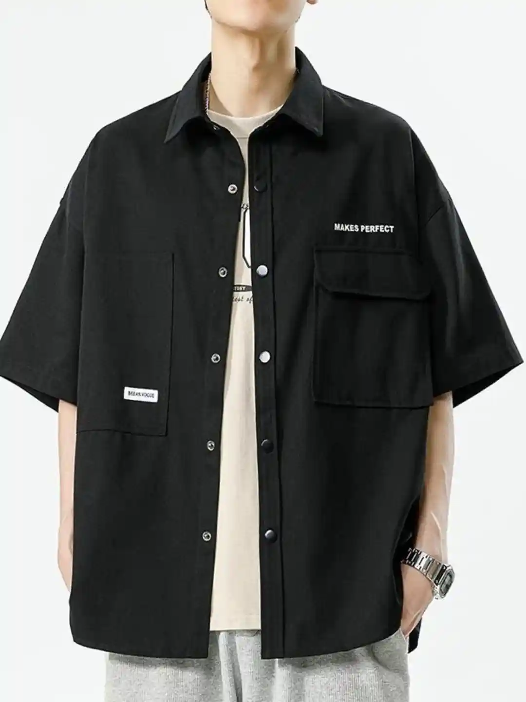 Buy StyleCast Men Standard Oversized Fit Spread Collar Solid