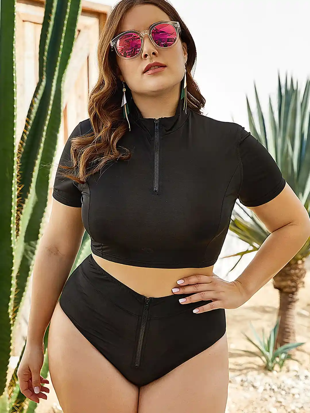 Buy LULU SKY Plus Size Zip-Up Swim Set Swimwear for Women