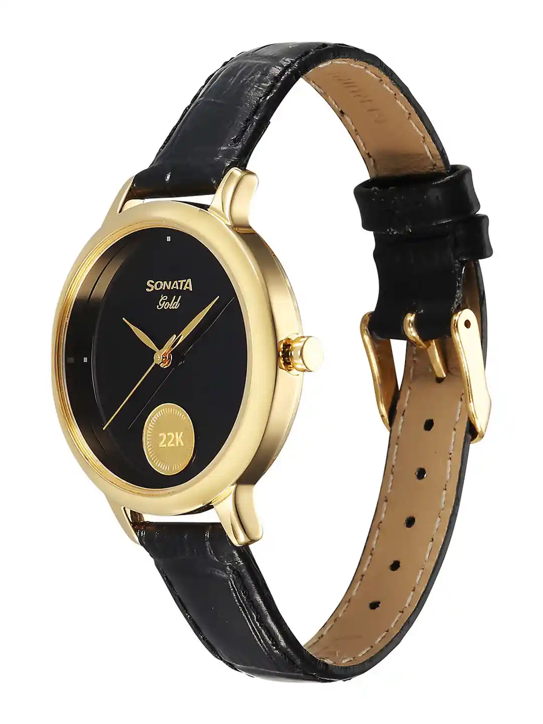 Buy Sonata Gold Quartz Women Brass Dial Leather Straps Analogue