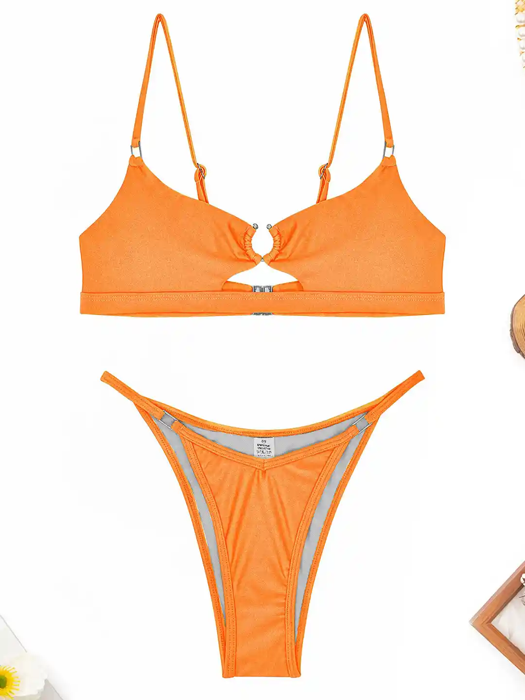 Womens Swimwear Neon Orange Triangle Bikini Bright Orange Moulded