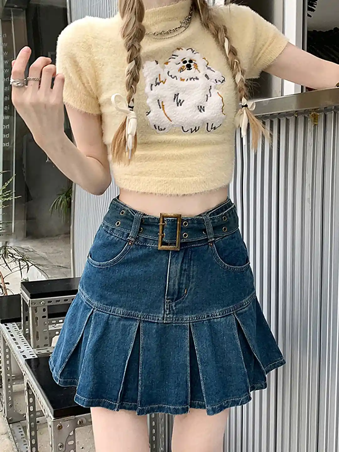 LULU SKY Denim A-Line Mini Skirt