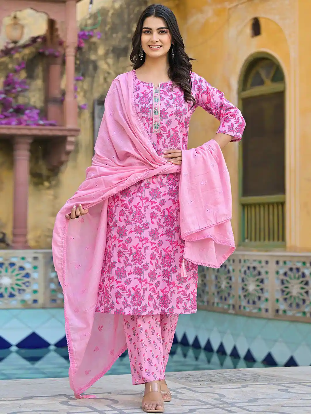 Pink Salwar Salwar Suits Online Peachmode Buy Peachmode Floral