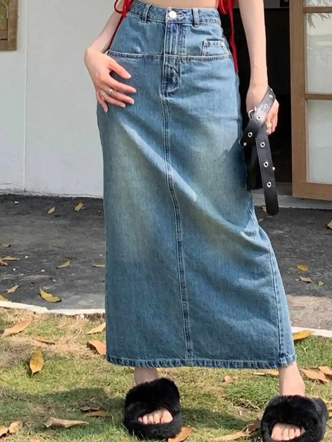 StyleCast A-Line Denim Maxi Skirt