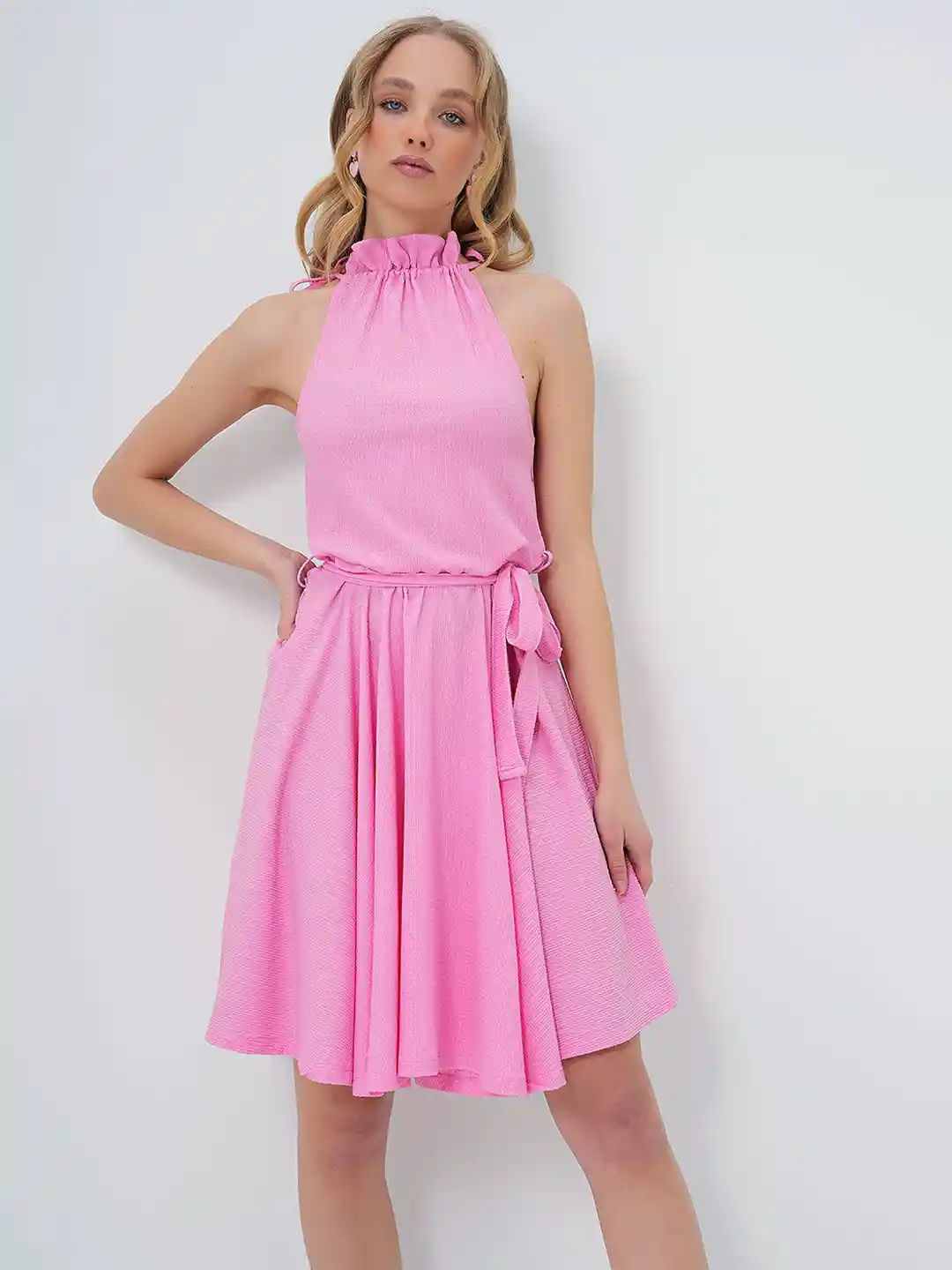 Buy Trend Alacati stili Women Halter Neck Fit Flare Dress