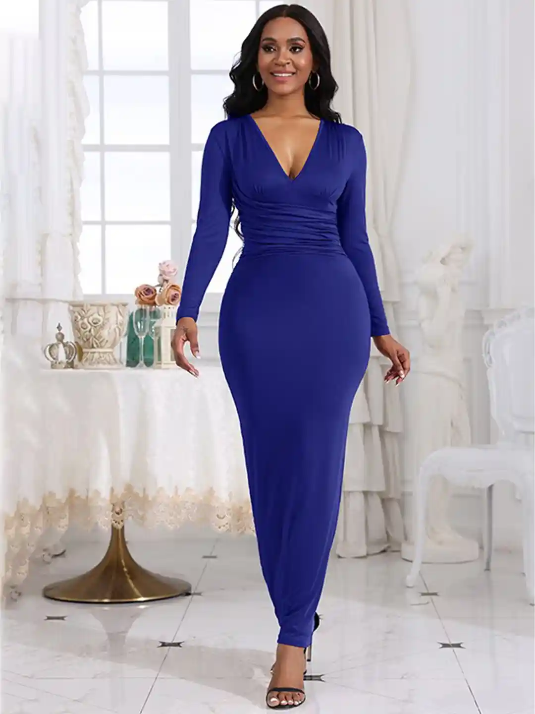 Buy StyleCast Blue V-Neck Bodycon Maxi Dress Dresses for Women