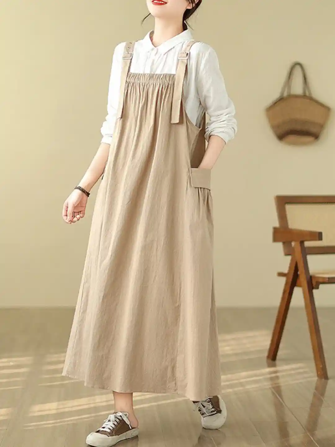 Buy StyleCast Square Neck Maxi Pinafore Dress Dresses for Women