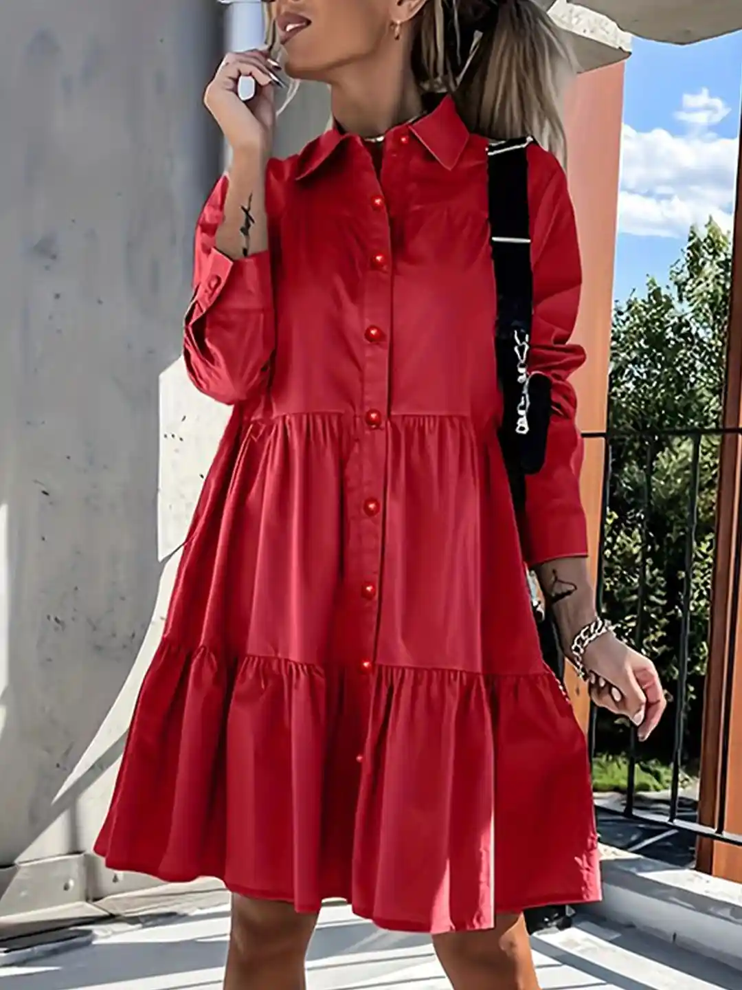 Shirt Dress Styles For Ladies Buy StyleCast Red Tiered Shirt Style