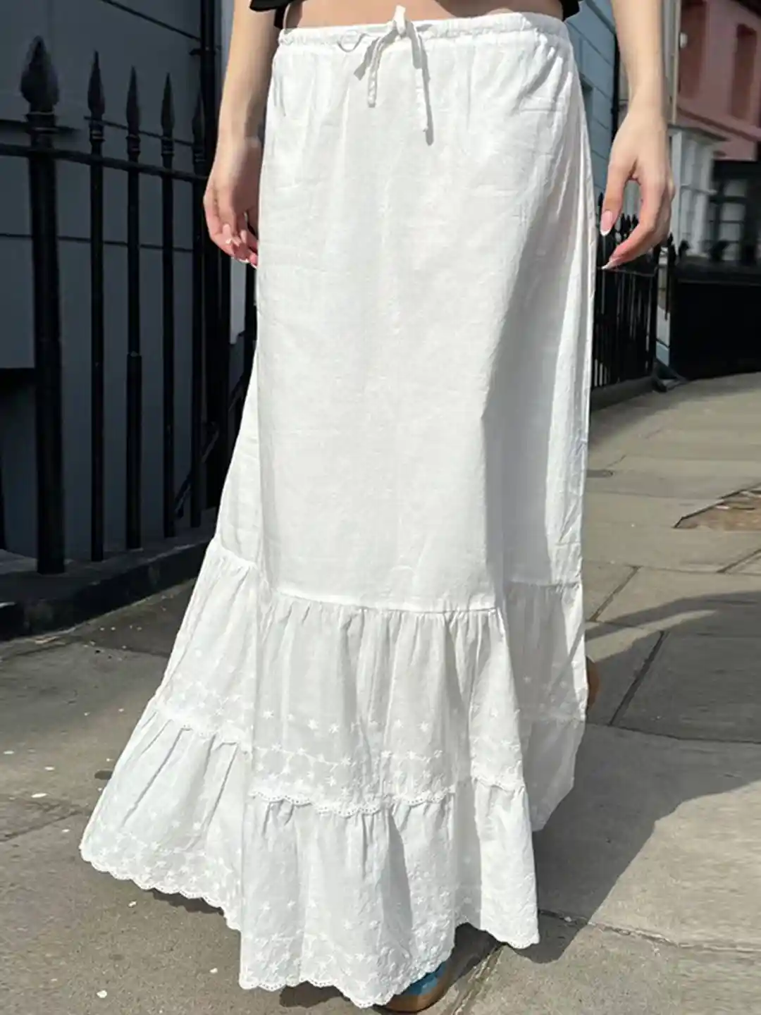 Buy LULU SKY Polyester Flared Layered Maxi Skirt Skirts for