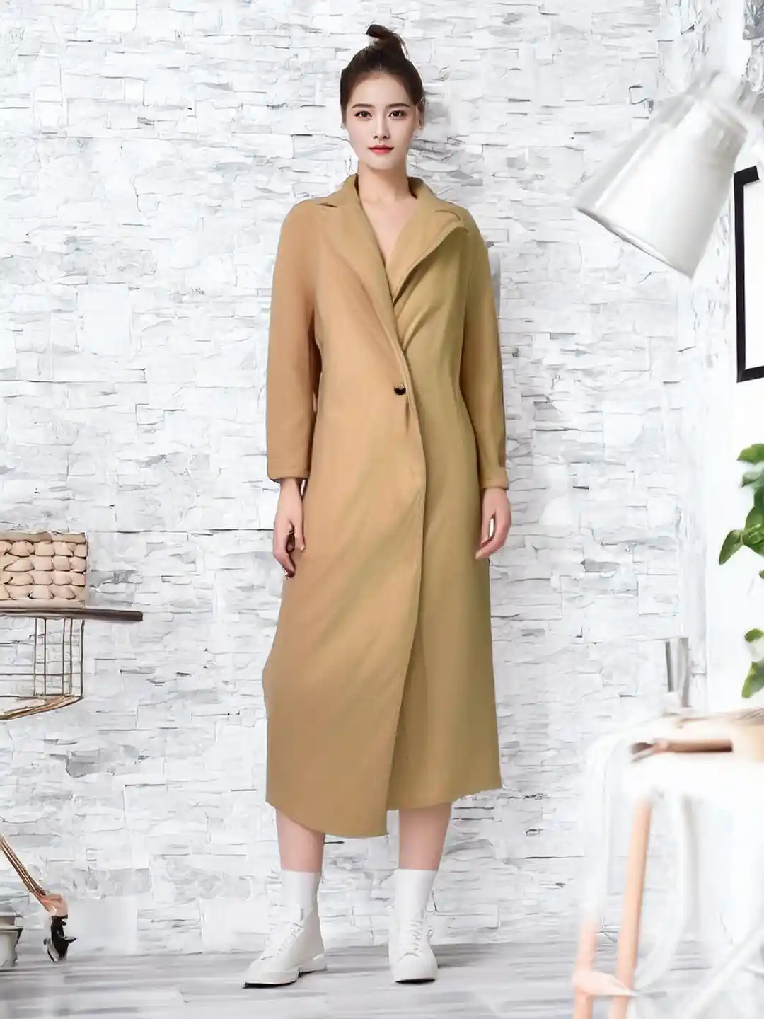 Buy KPOP Women Solid Longline Open Front Jacket Jackets for