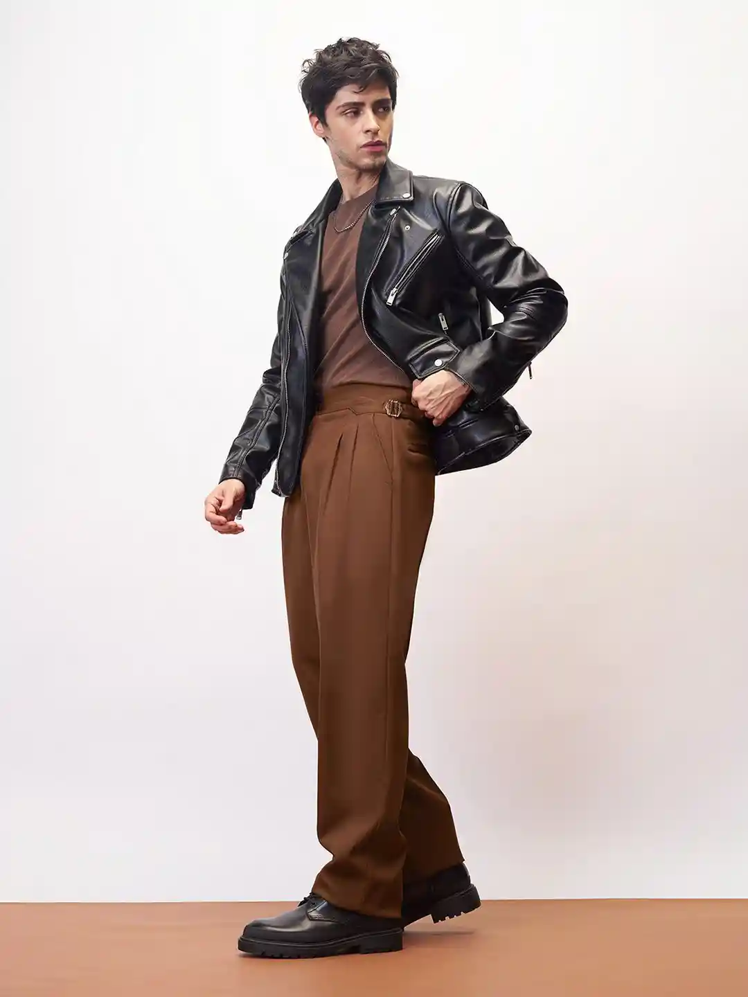 Buy FREAKINS Men Straight Fit High-Rise Pleated Korean Pants