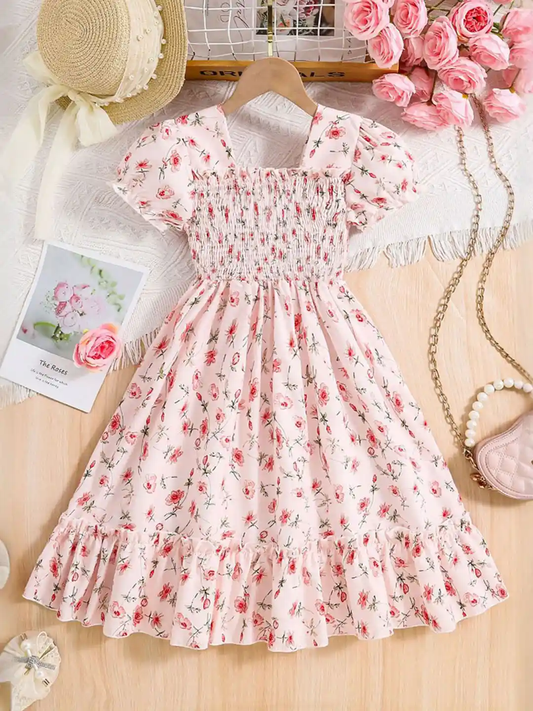 Buy INCLUD Girls Floral Printed Fit Flare Knee Length Dress