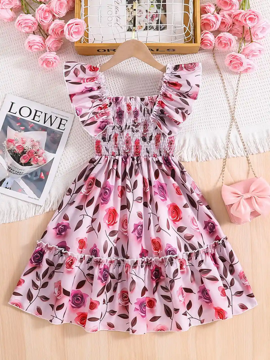 Buy INCLUD Girls Floral Printed Fit And Flare Knee Length Dress