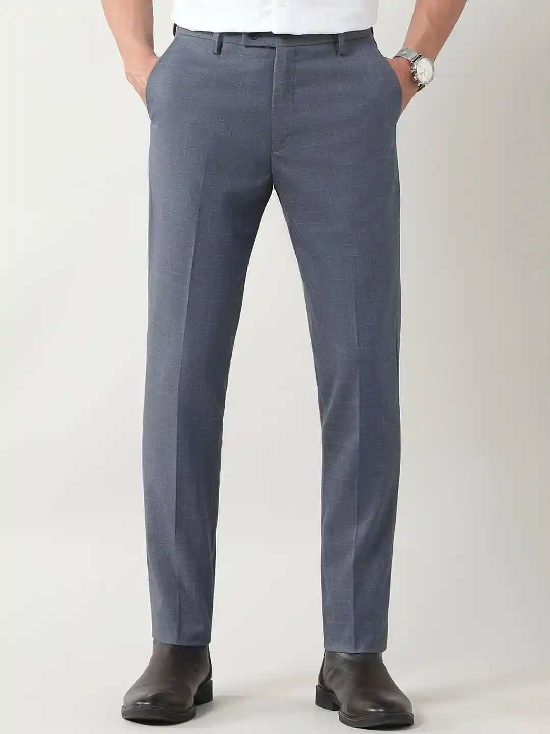 Buy Arrow Autoflex Men Checked Slim Fit Formal Trousers Trousers