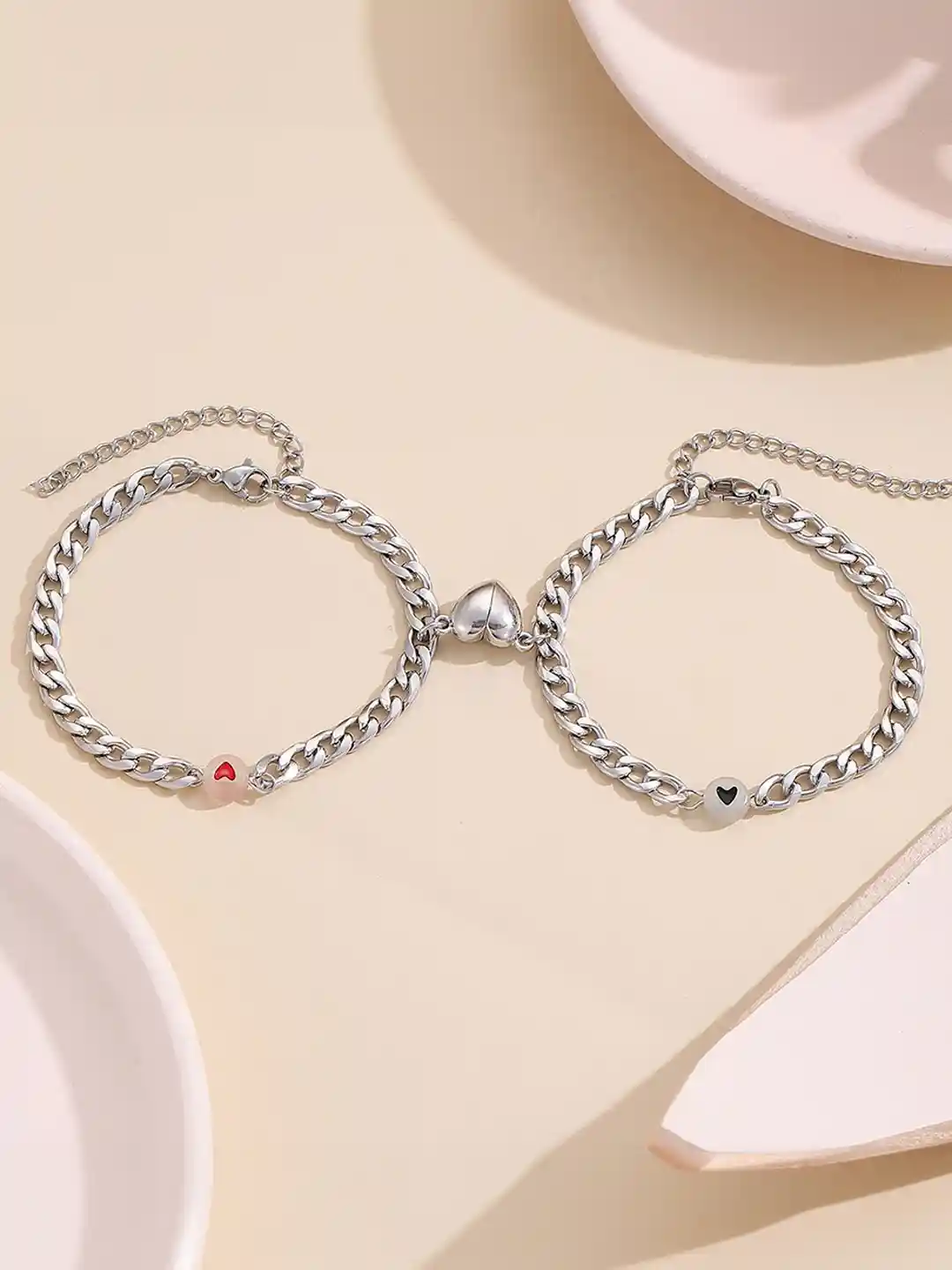 Buy DIVASTRI Unisex Set of Silver-Plated Stainless Steel Couple