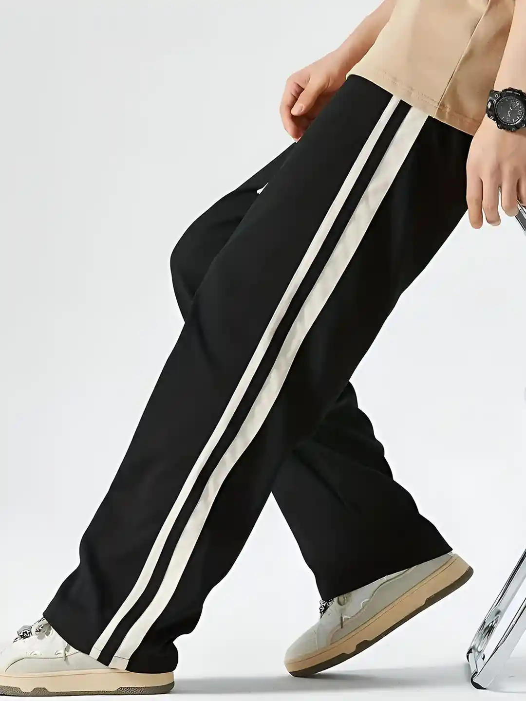Buy THIRD QUADRANT Men Striped Loose Fit Trouser Trousers for
