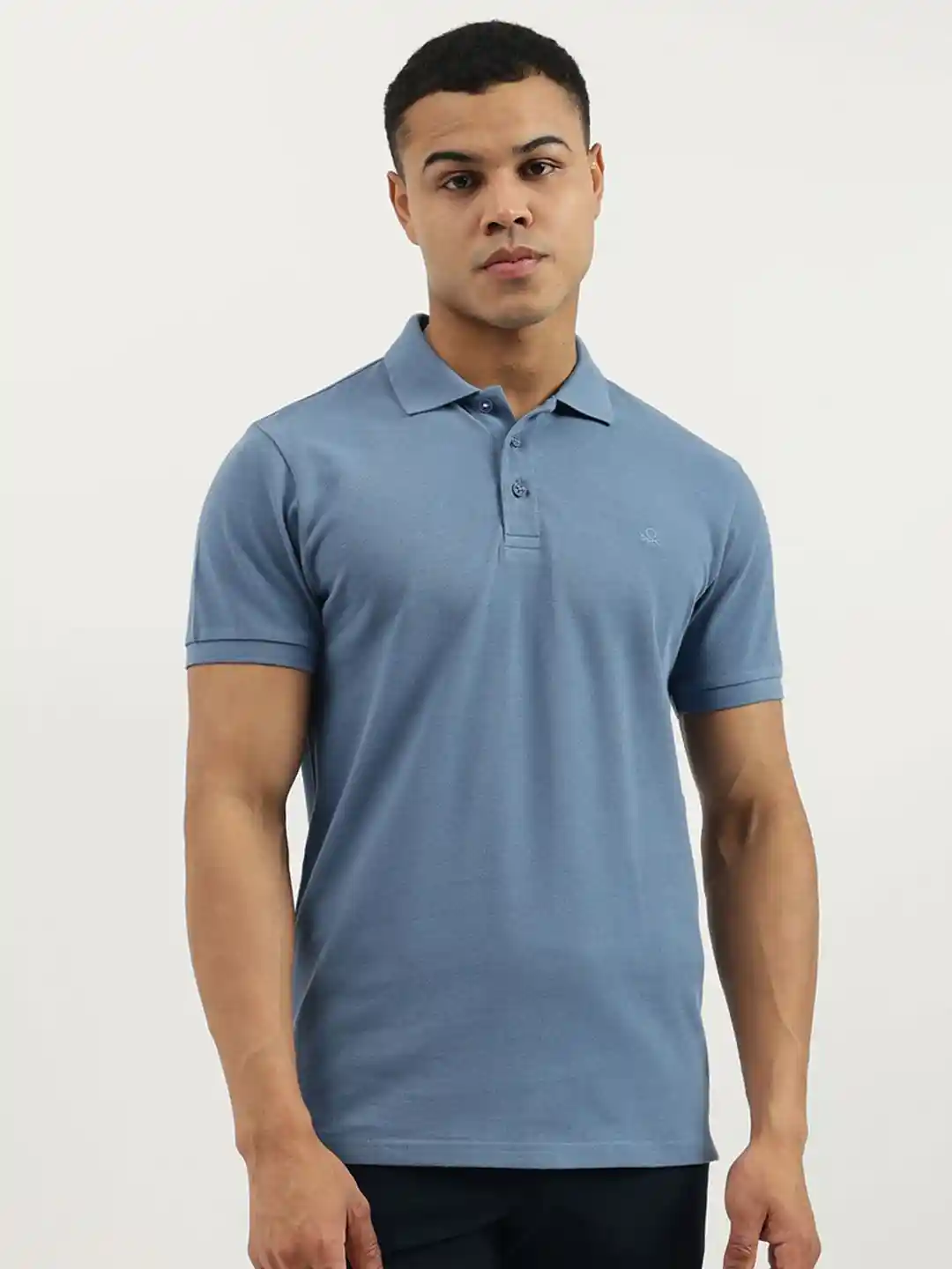 United Colors of Benetton Men Solid Polo Collar Cotton T-shirt