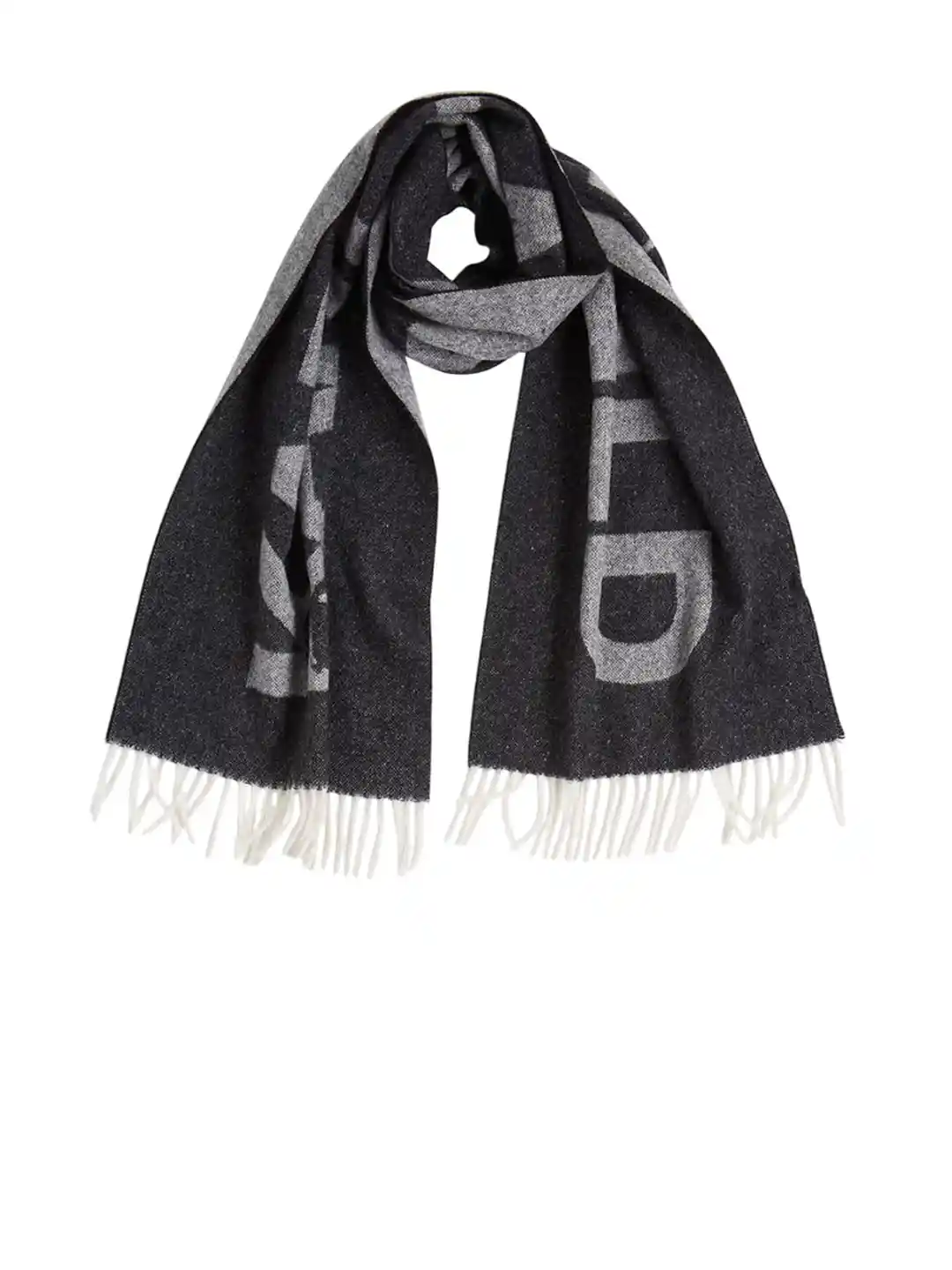 Karl Lagerfeld Men Logo Printed Cotton Scarf with Fringed Border