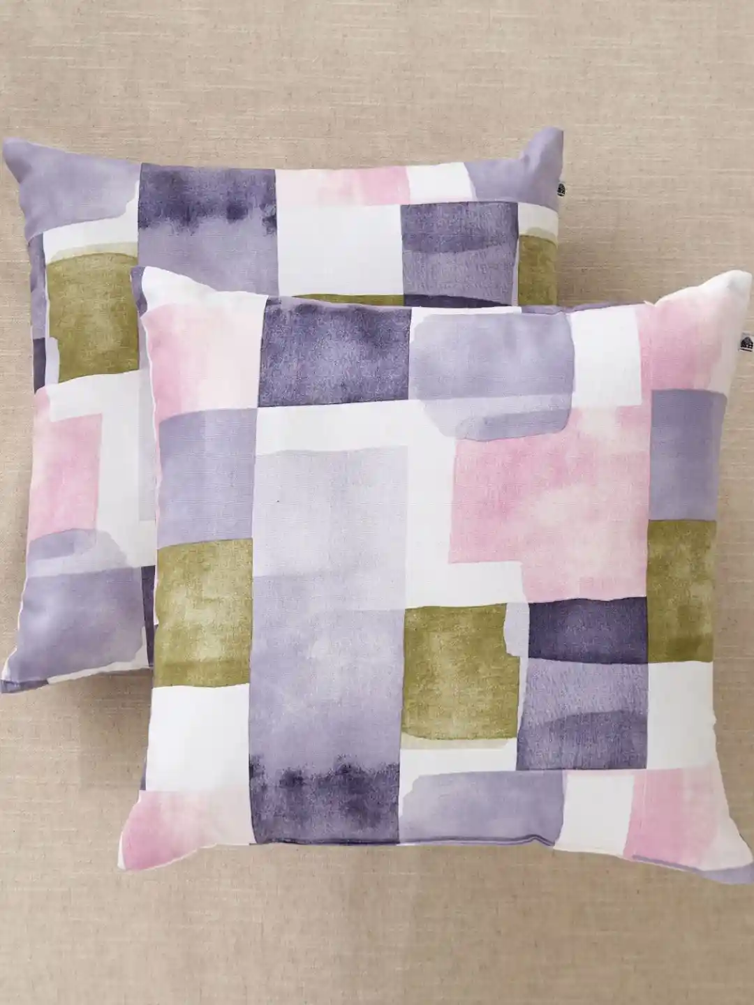 Buy Home Centre Ebony Grace Whinfell Purple 2Pcs Geometric Printed