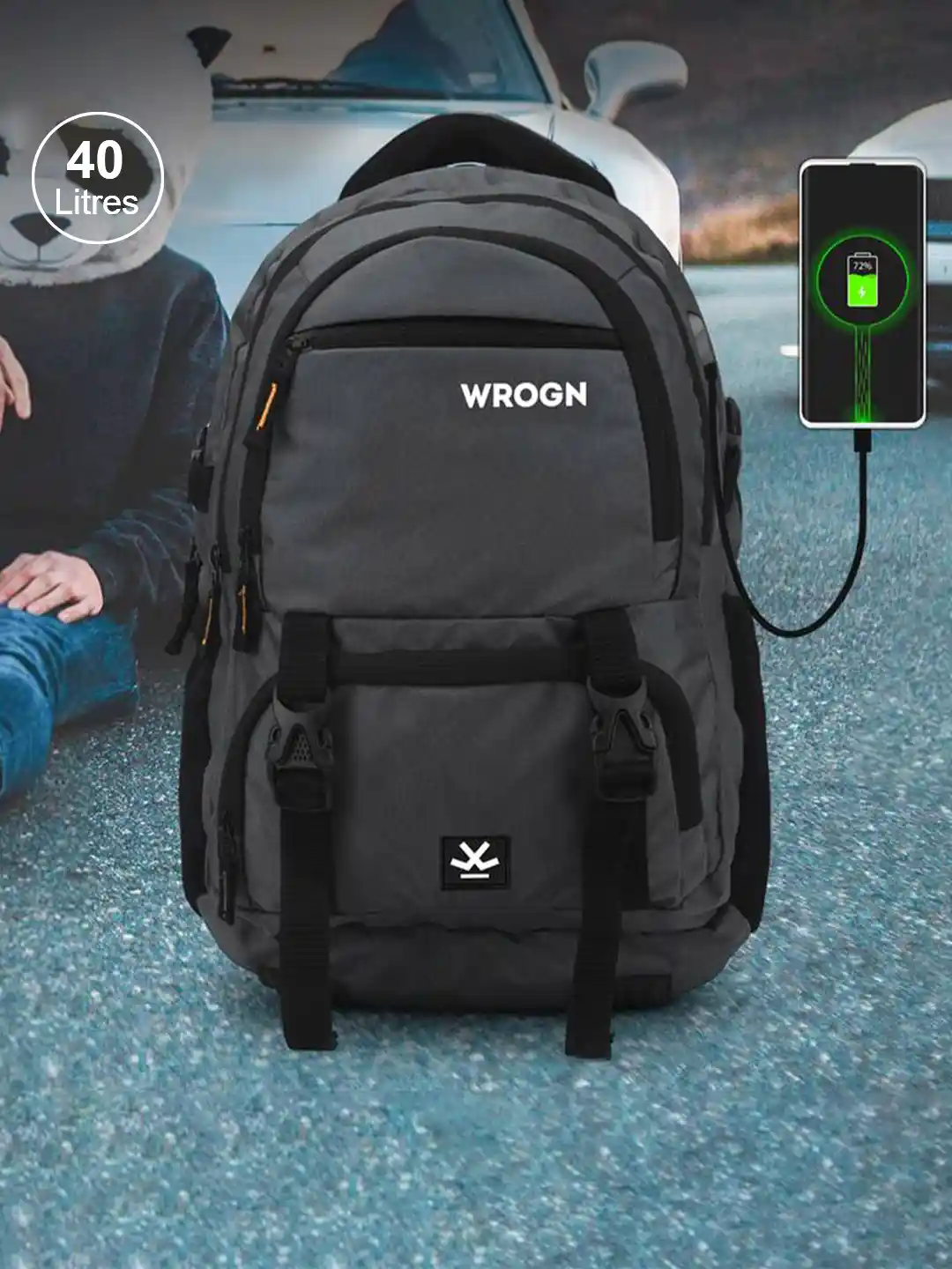 Buy WROGN Brand Logo Laptop Backpack with USB Charging Port 31L