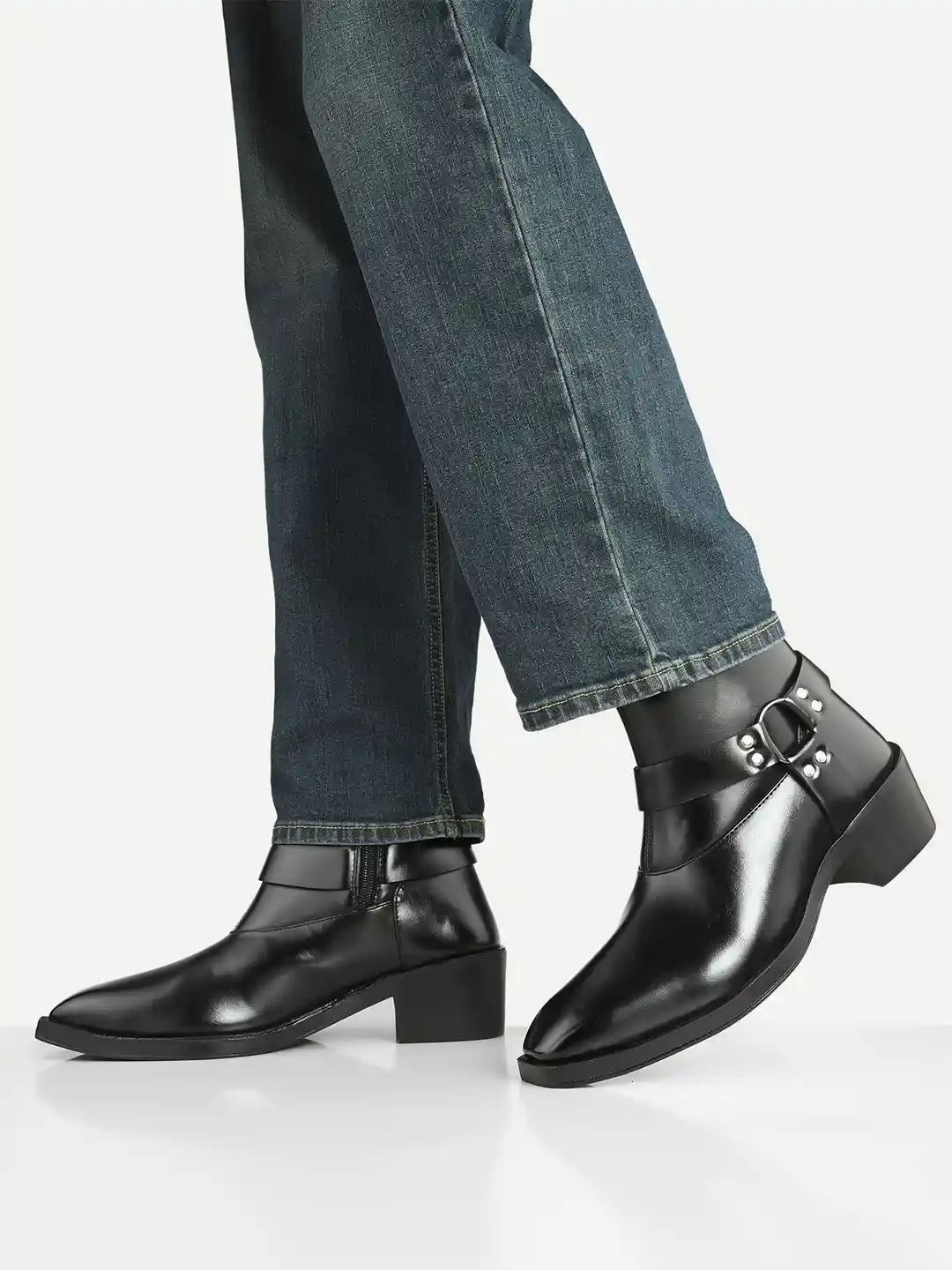 AfroJack Men Casual Block-Heeled Cowboy Boots