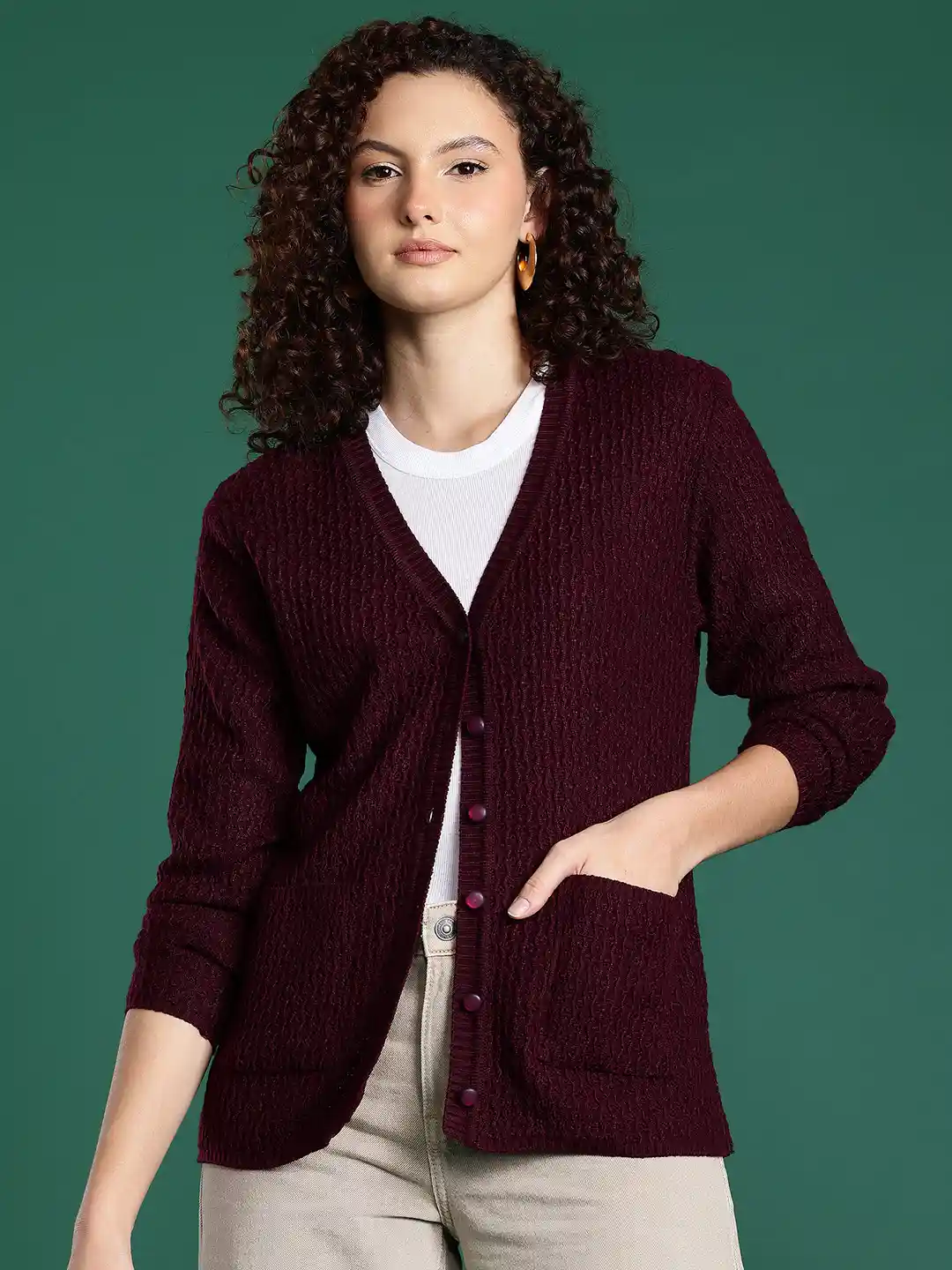Cardigans Be Wear Knitwear Buy Cayman Cable Knit V-Neck Button
