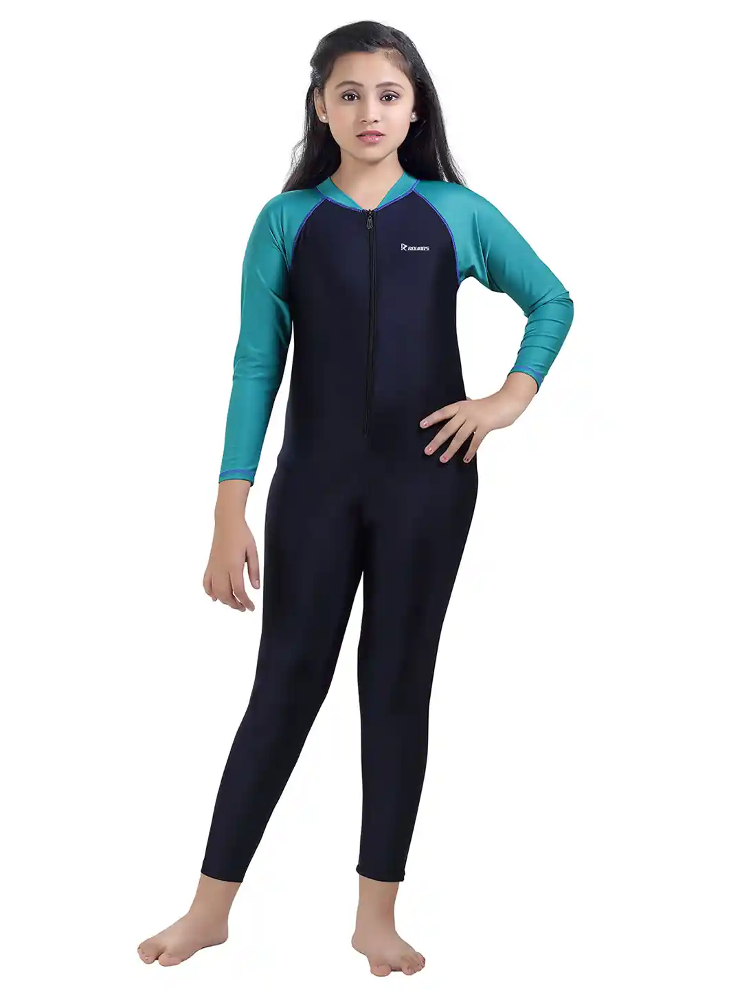 Buy ROVARS Girls Kids Green Solid One-Piece Swim Suit Swimwear