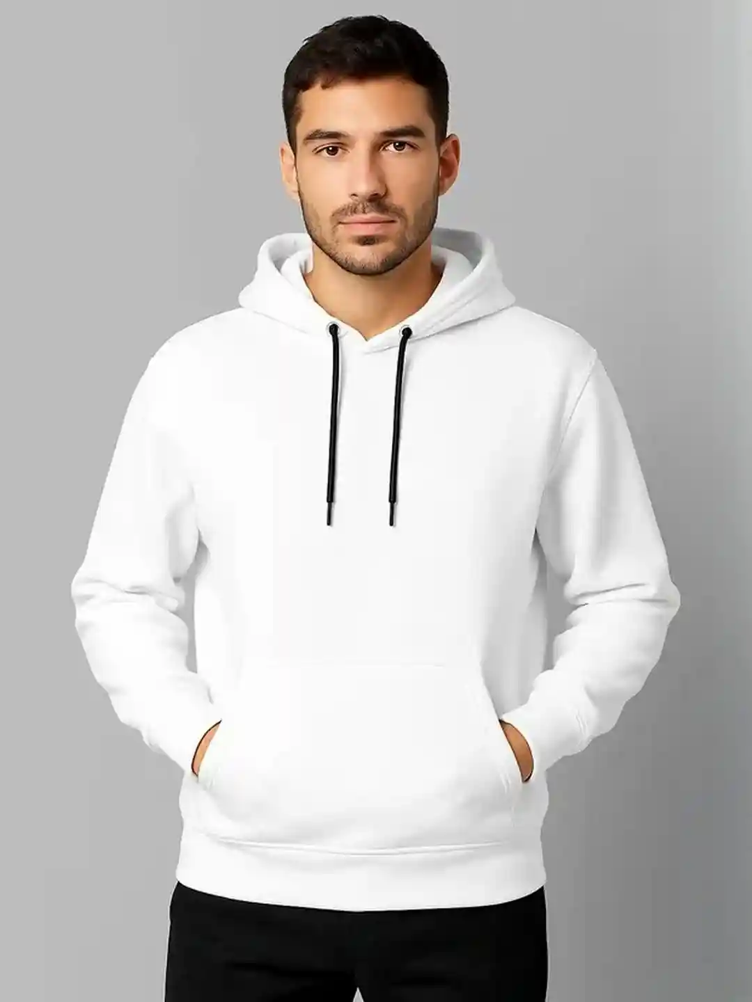 Buy Roadster Men Regular Cotton Fleece Fullsleeve white Hoodie