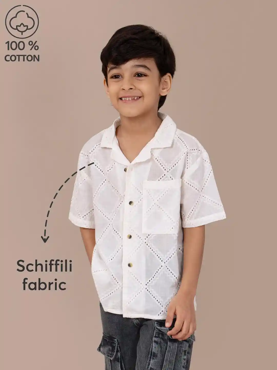 White Hopscotch Boy Dress Hopscotch Boys Cotton Full Sleeve Shirt