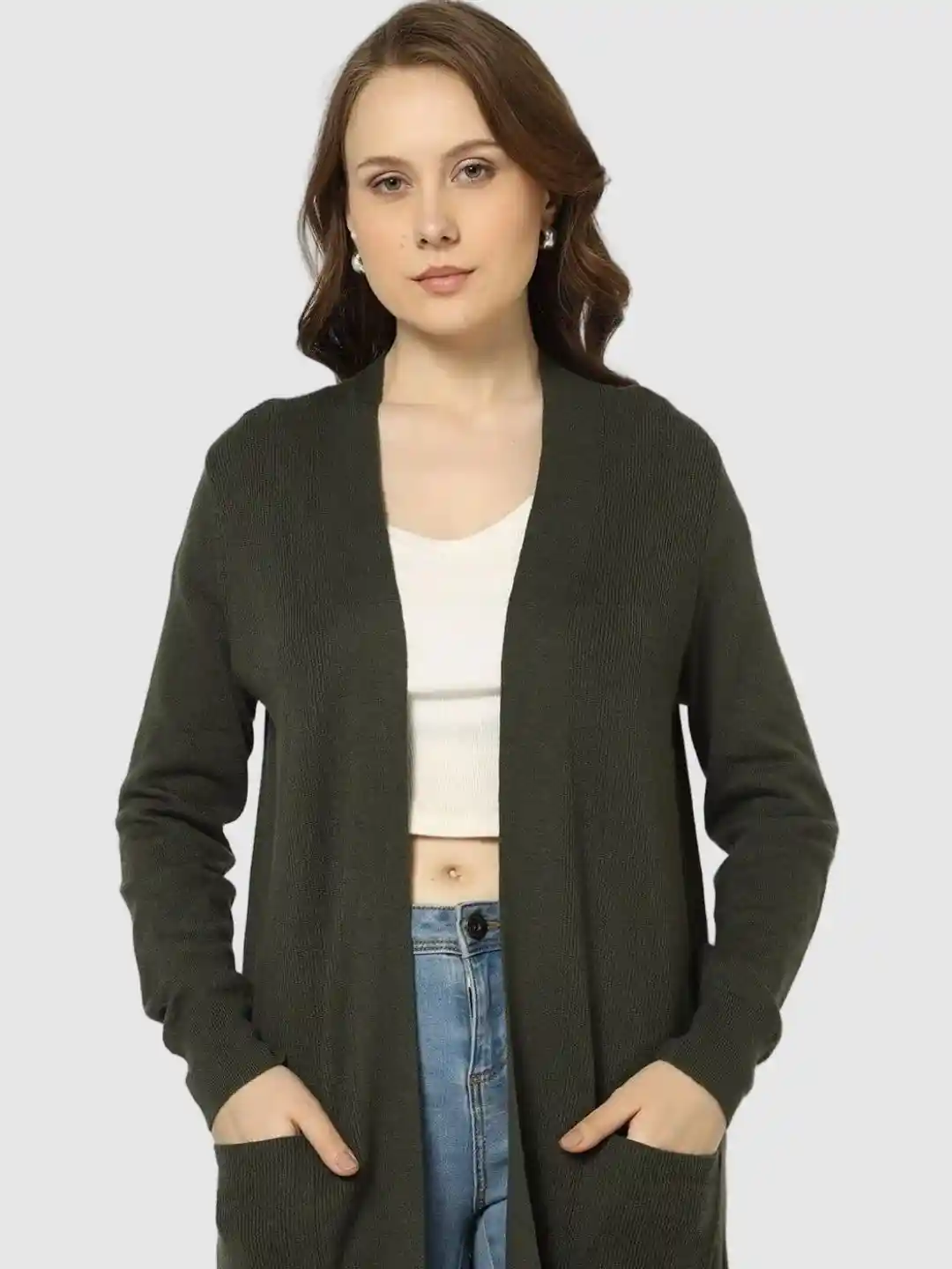 GAP Women V-Neck Long Sleeve Longline Cardigan Sweater