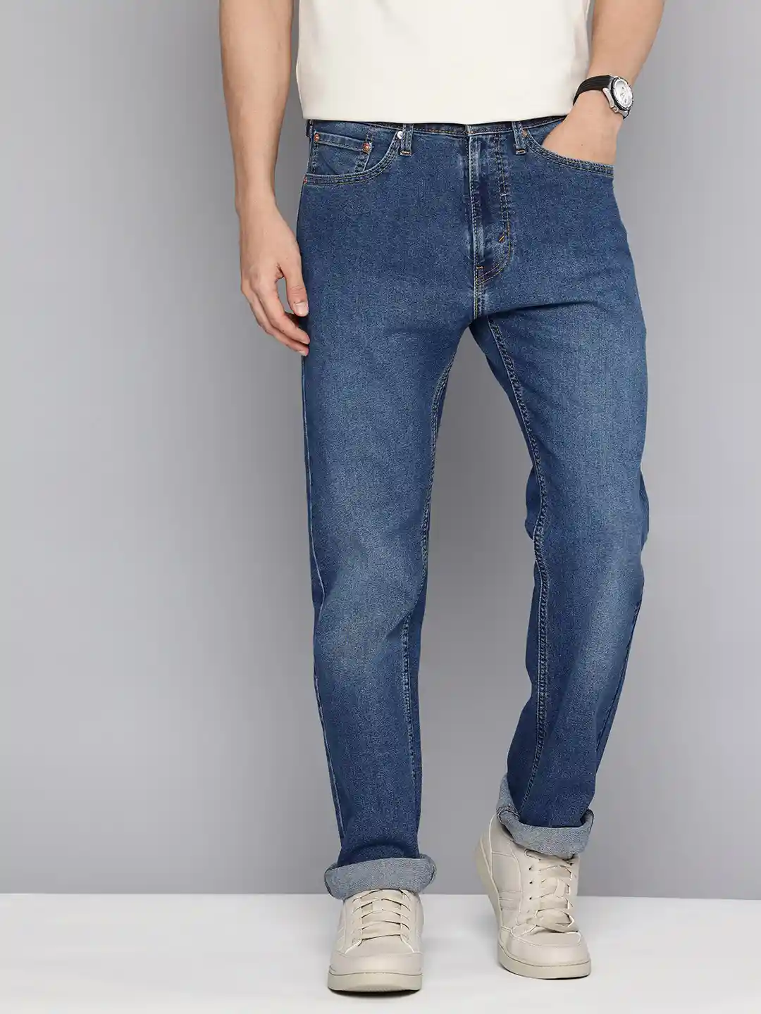 Levis Men 505 Straight Fit Heavy Fade Stretchable Jeans