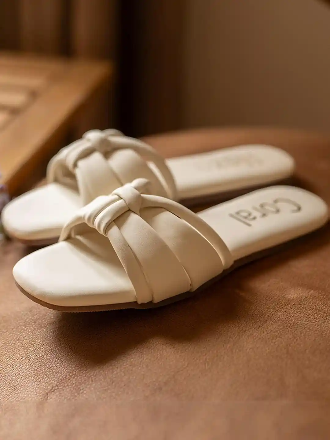 Buy Coral Haze Women Off White Open Toe Flats Flats for Women