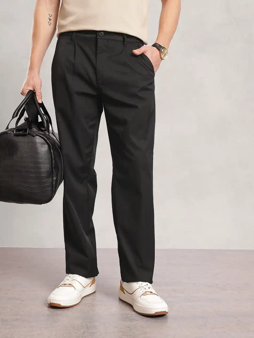 Buy Nautica Men Pleated Relaxed Fit Chinos Trousers Trousers for