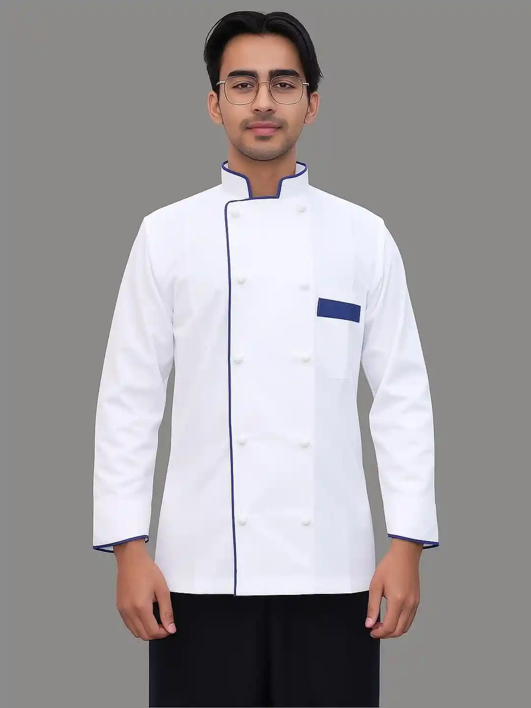 Buy KE KAVITA EXPORT Men Professional Blue Piping White With Chef