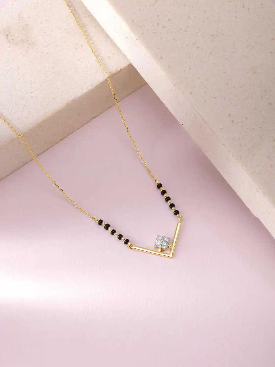 Mia by Tanishq 14KT Gold Diamond Elegant Edge Necklace