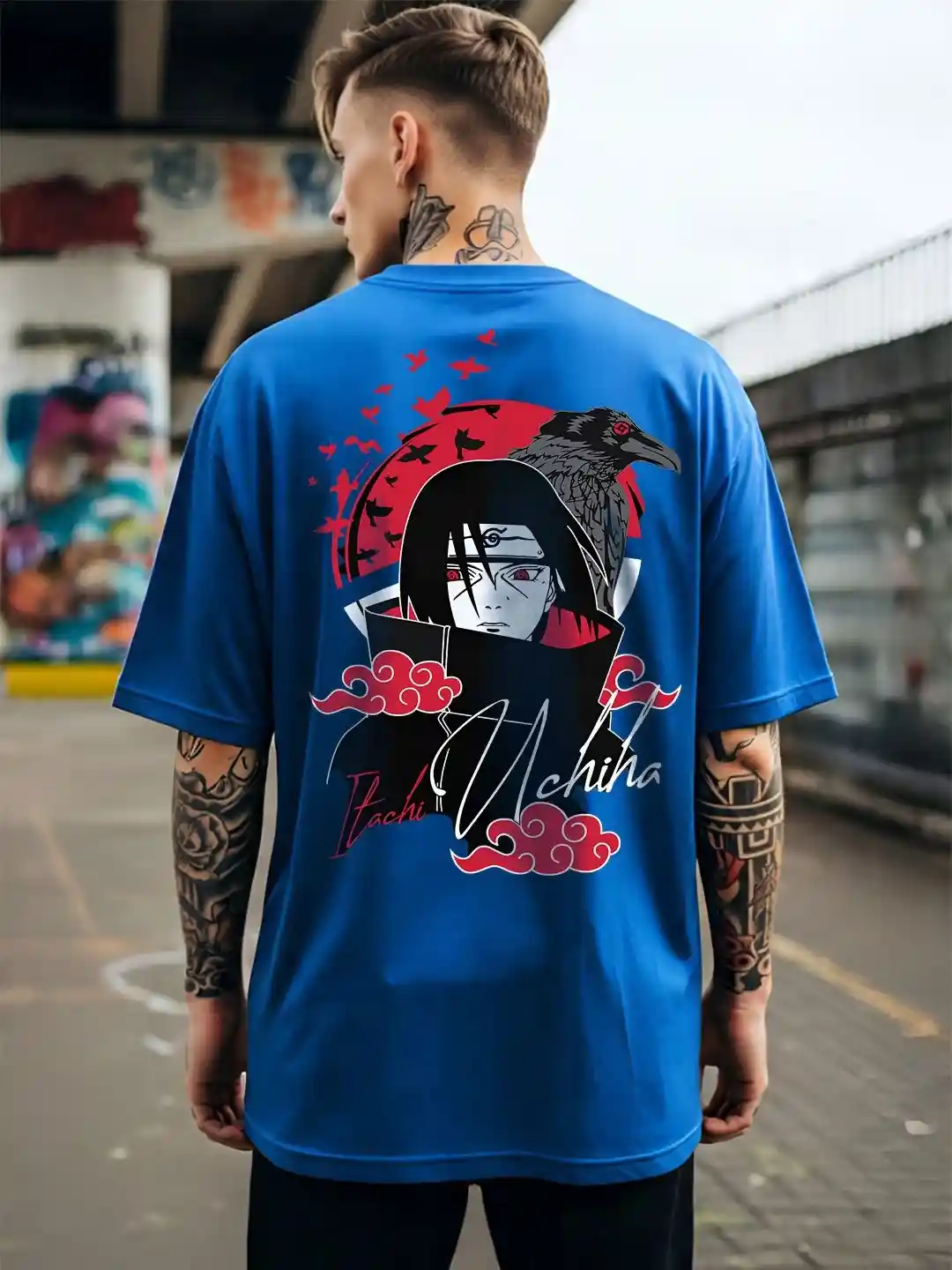 ANGERHOOD Itachi Graphic Printed Drop-Shoulder Sleeves Anime Oversized  Cotton T-shirt