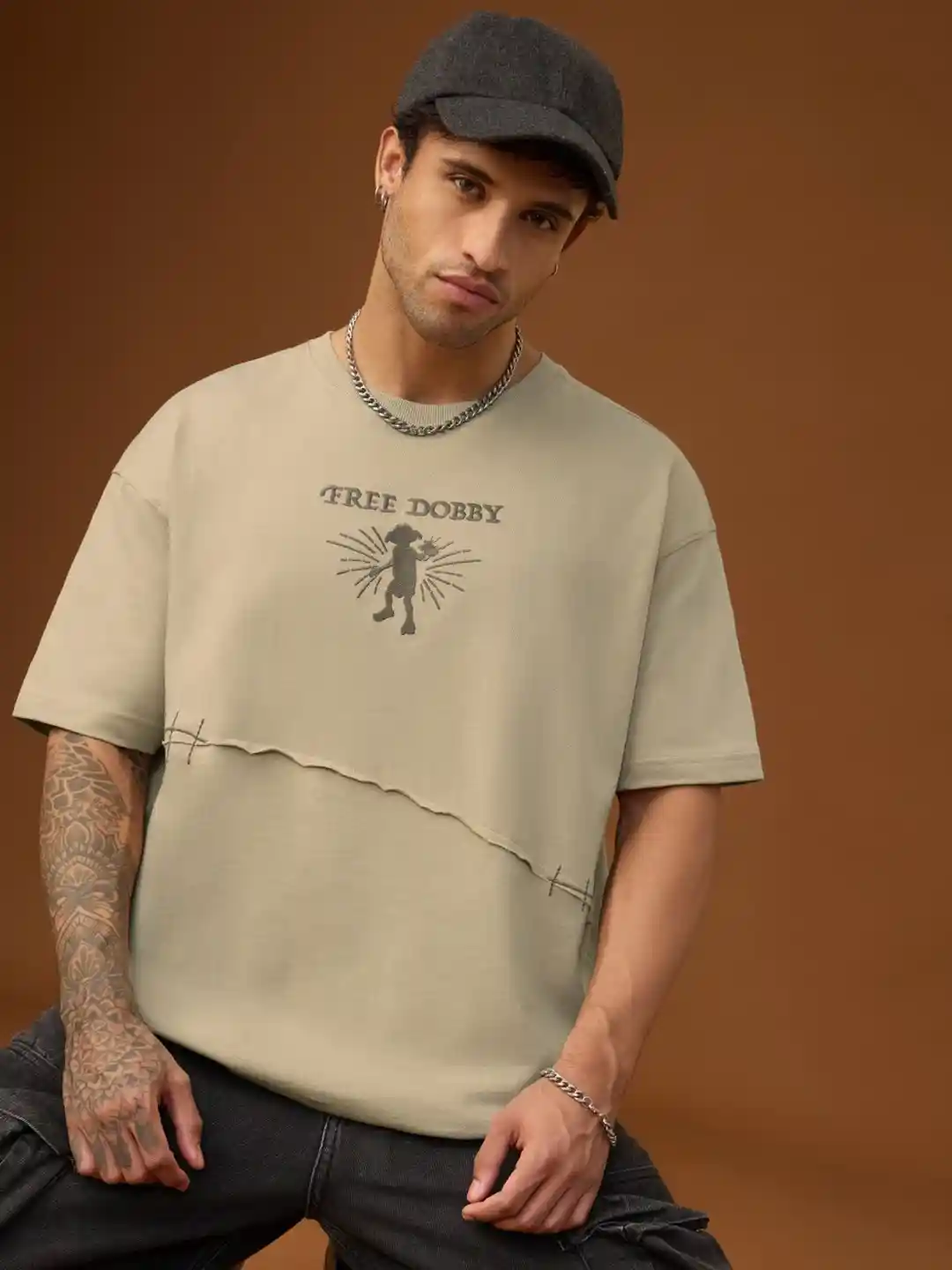 The Souled Store Harry Potter Free Dobby Typography Printed Pure Cotton  Oversized T-shirt