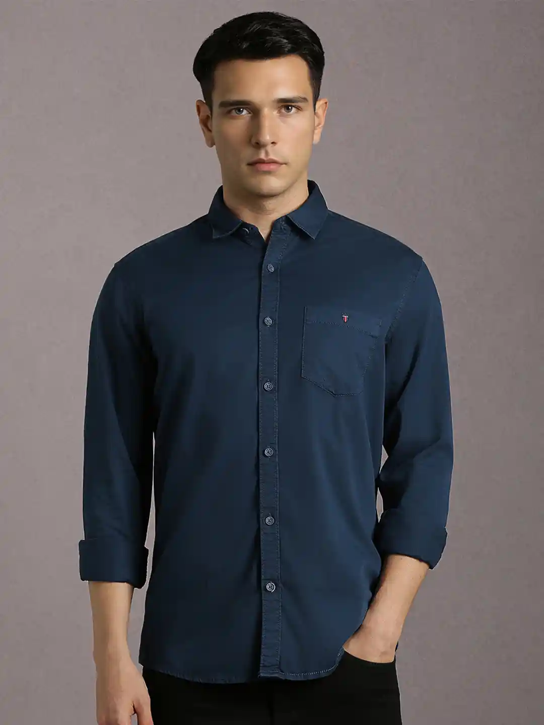 Dark Blue T Shirt With Black Jeans Buy Louis Philippe Jeans Men