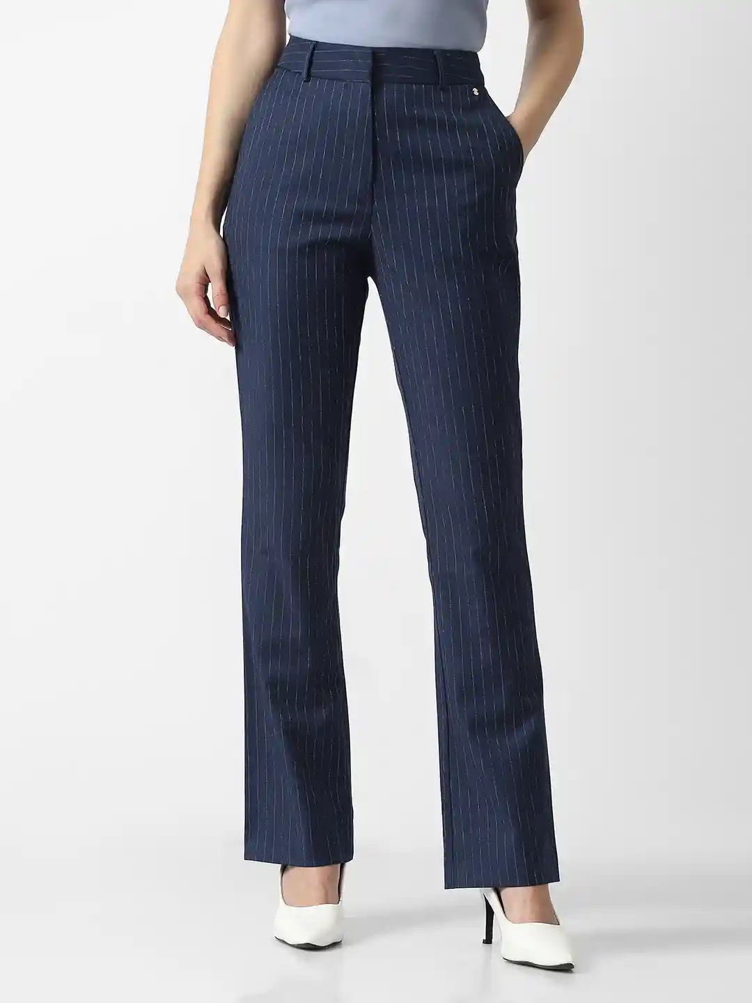 Formal Striped Pants Women Buy Van Heusen Woman Striped Formal Bootcut Trousers Trousers